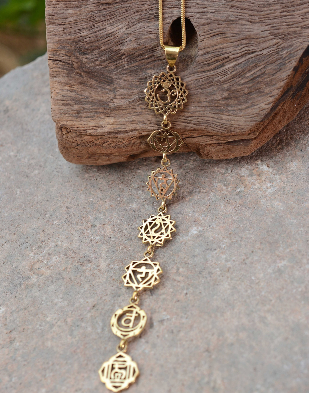 7 Chakra Brass Pendant Necklace