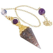 Crystal Point Pendulum with Lotus
