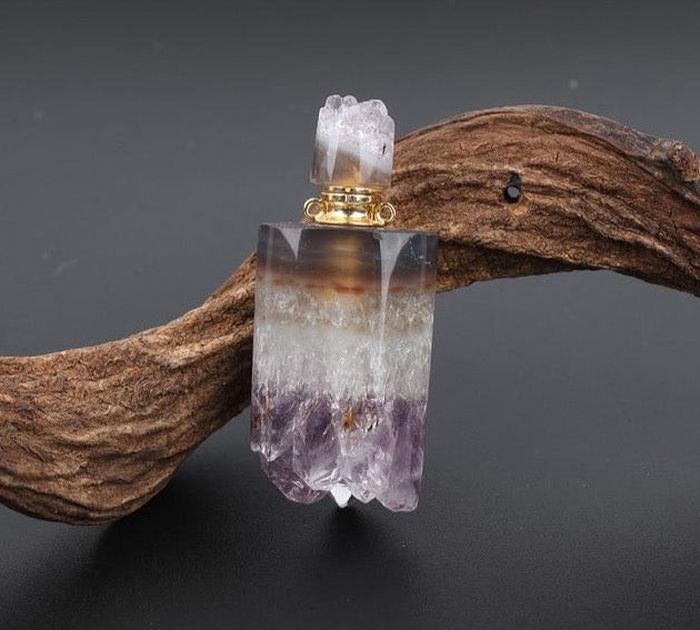 Natural Rough Quartz Perfume Necklace