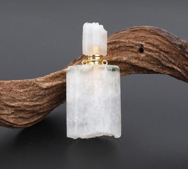 Natural Rough Quartz Perfume Necklace