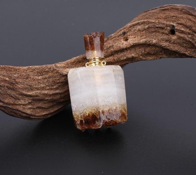 Natural Rough Quartz Perfume Necklace