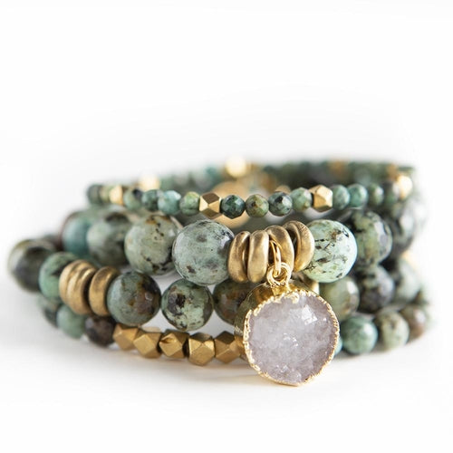 Luxury African Turquoise Stackable Bracelets